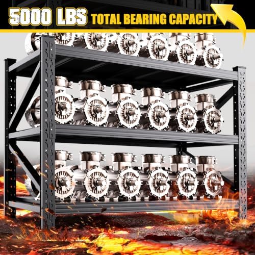 2-Pack 5000LBS Garage Shelving Heavy Duty Storage Shelves, 3 Tier Metal Shelving Unit,Adjustable Heavy Duty Shelving 59" W x 20" D x54“H - Image 4