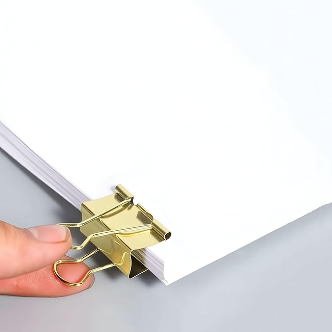 50 Pack Medium Gold Binder Clips 1 Inch, Colored Paper Clamps, Middle Size - Image 3