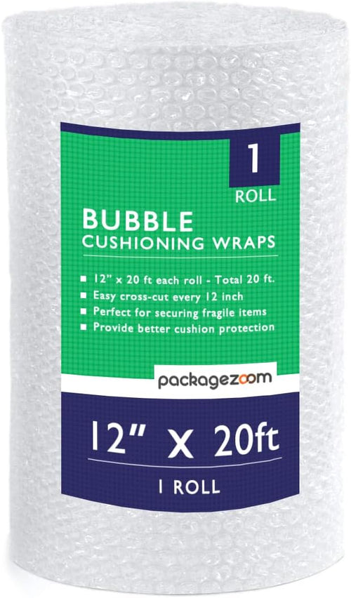 12 inch x 20 ft Bubble Cushioning Wrap, Perforated Every 12" Protective Packing by packagezoom