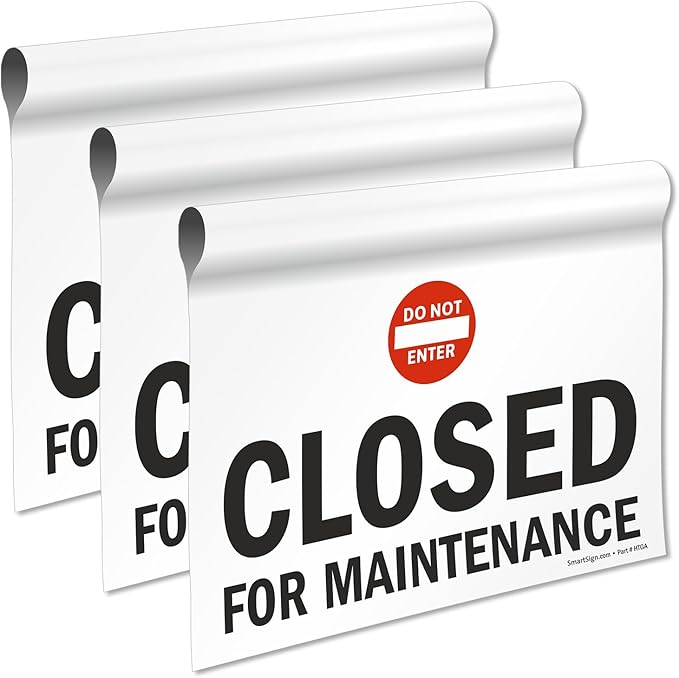 SmartSign 3-Pack 'Closed For Maintenance' Hanging Doorway Barricade Sign - Image 2