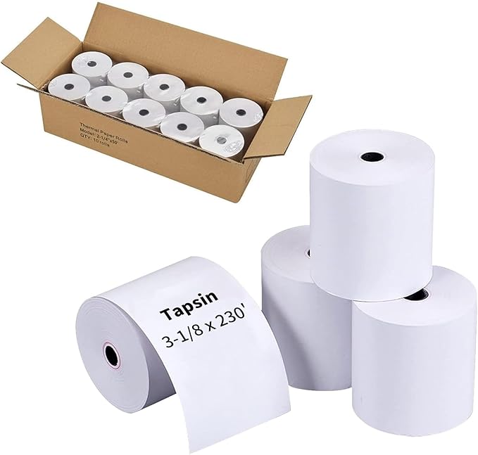 Thermal Receipt Paper Rolls, 3-1/8 x 230 inches, Compatible by TAPSIN