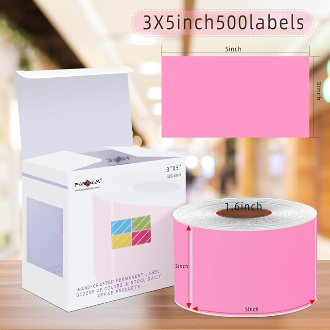 PARLAIM 5" x 3" Rectangle Color Coding Labels, 500 per Inventory Labels Color - Image 2