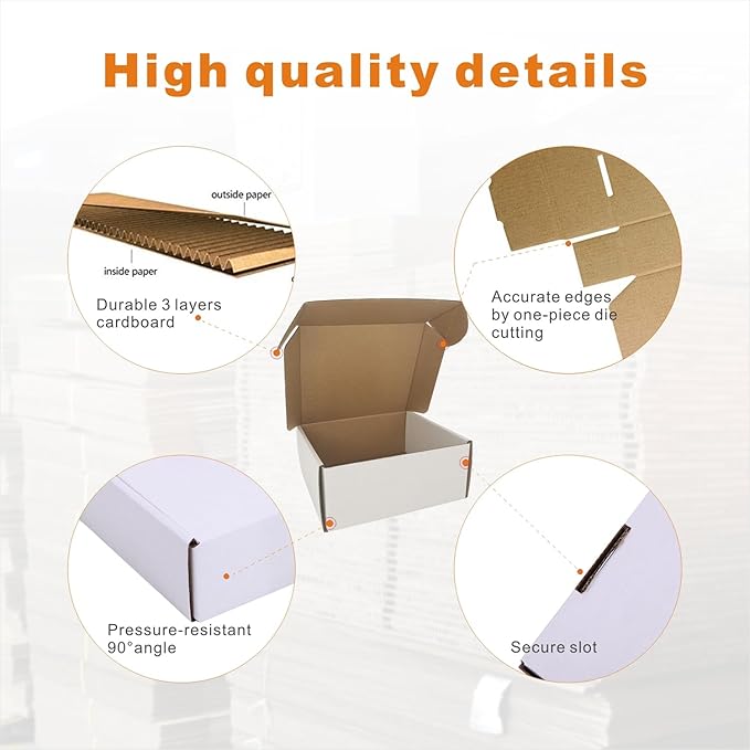 7x6x3'' Corrugated Mailers, 25 Pack, Cardboard Shipping Boxes - Image 3