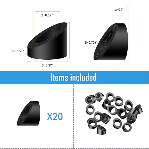 Helffer 20 Pack 3/8" ID Black Angle Beveled Washers - Image 2