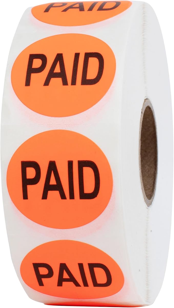 Perco Fluorescent Red 1-Inch Round Paid Promotional Retail Stickers — 1 by Perco