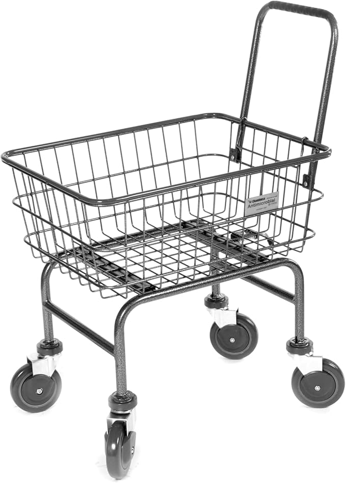 Rolling Laundry Cart with Wheels, Metal Wire Basket, Heavy Duty Utility Cart by Unknown