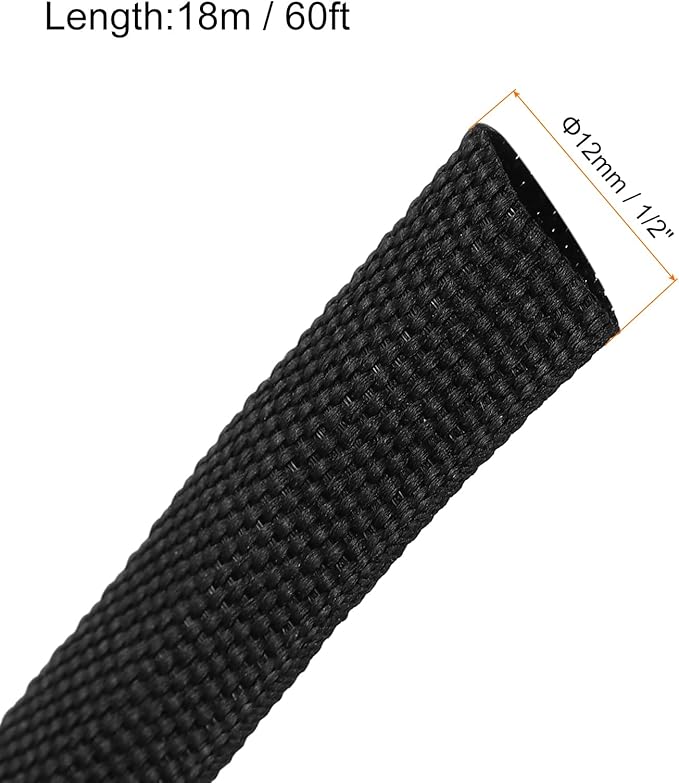 MECCANIXITY Braided Cable Sleeves Heat Shrinkable Fabric Sleeving, 1/2" 60ft - Image 2
