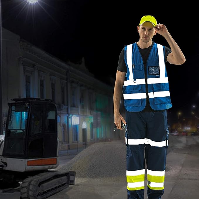 A-SAFETY Blue Safety Vest Reflective Work Vest, Hi Vis Bright Neon Color - Image 7