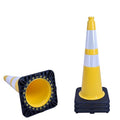 4 Pack 28 Inch Yellow PVC Traffic Cones Black Base Stable Flexible, Road Safety by OranclUS