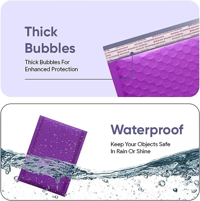 Purple Bubble Mailers #7 Extra Large Poly Mailers 14.5x19 Inch. Bubble Lined - Image 4