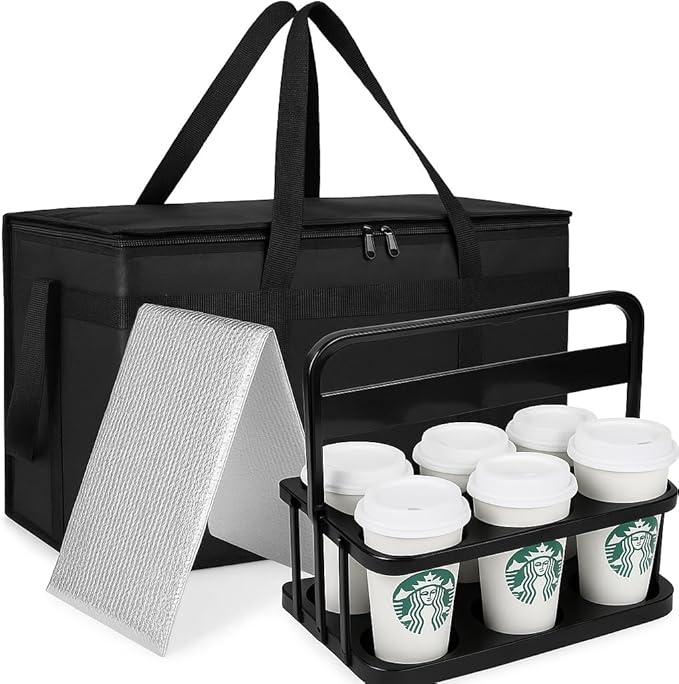 Cooler Insulated Food Delivery Bag & Drink Carrier by Bodaon