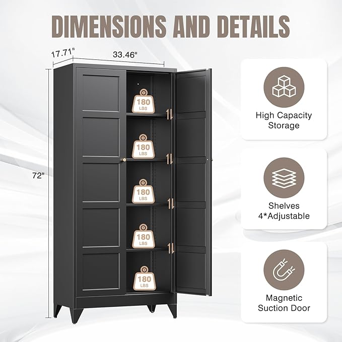 Yizosh Metal Pantry Cabinet, - Image 2