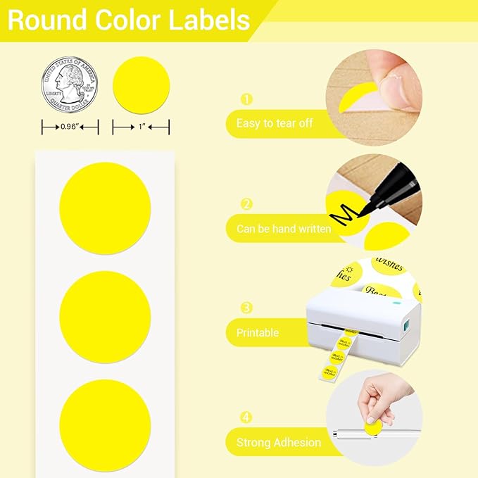 1 Inch Circle Dot Stickers 1000 PCS Color Coding Thermal Labels Dots Writable - Image 3