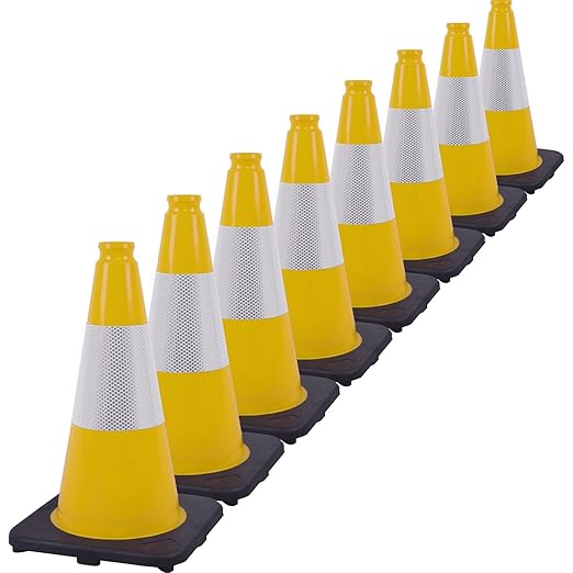 Fluorescent Orange/Green PVC Traffic Cones, Heavy Black Base Parking Lot Cone by OranLite