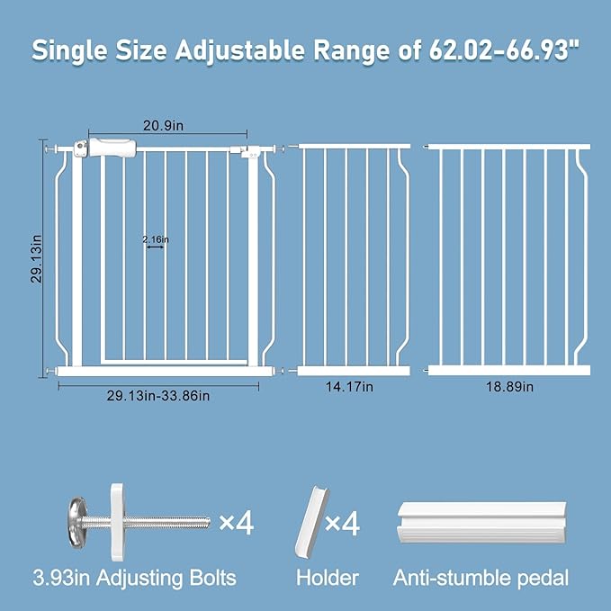ALLAIBB Extra Wide Pressure Mount Baby Gate Auto Close White Metal Child Dog - Image 6