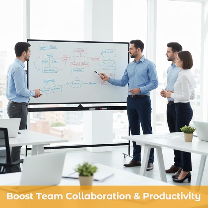 Large 72x40 Inch Mobile Whiteboard, Double-Sided Magnetic Dry Erase Board on - Image 6