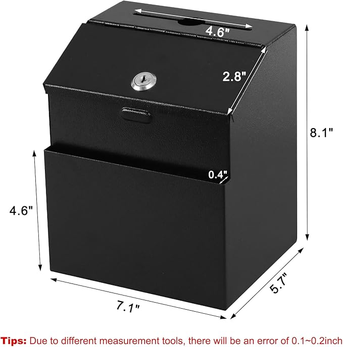 xydled Suggestion Box with Lock Wall Mountable Metal - Image 3