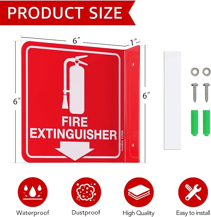 GicnKeuz Fire Extinguisher Sign, Two-Sided Acrylic L-Signs, Including Screws - Image 2