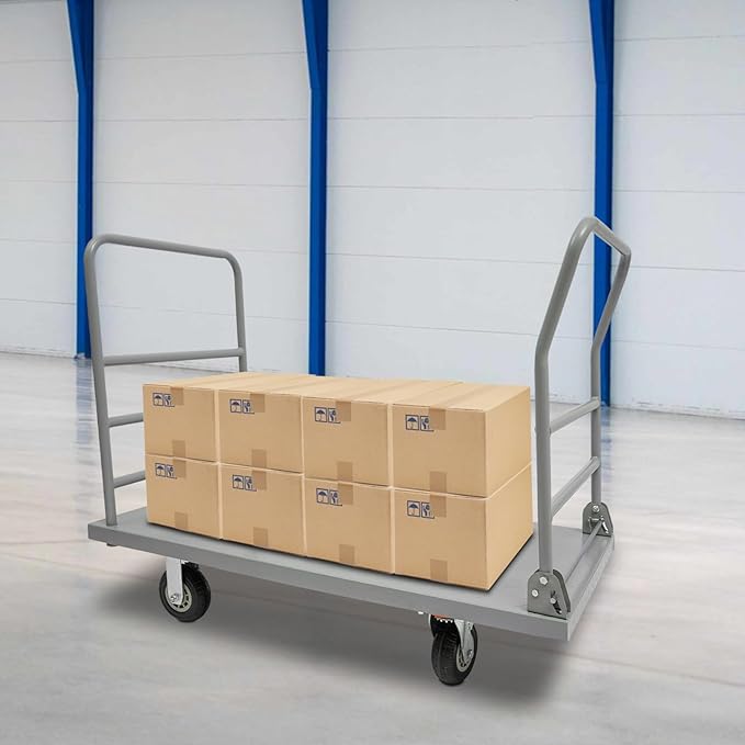 Platform Truck Cart, U Boat Cart, 48x24in 2000lbs Heavy Duty Push Dolly - Image 4