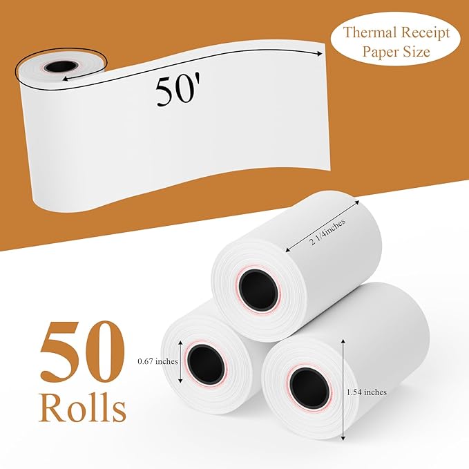 2 1/4"x50' Thermal Paper, FungLam Receipt Paper, POS Cash Register Papers - Image 2