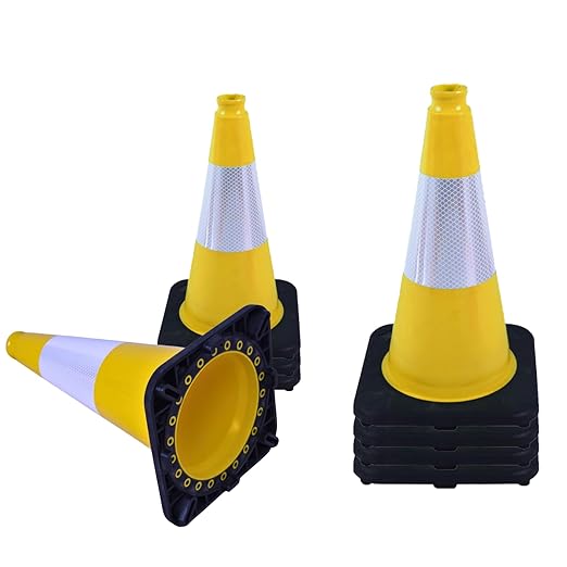 8 Pack 18 Inch Yellow Traffic Cones Black Base Durable, Training Markers by OranclUS