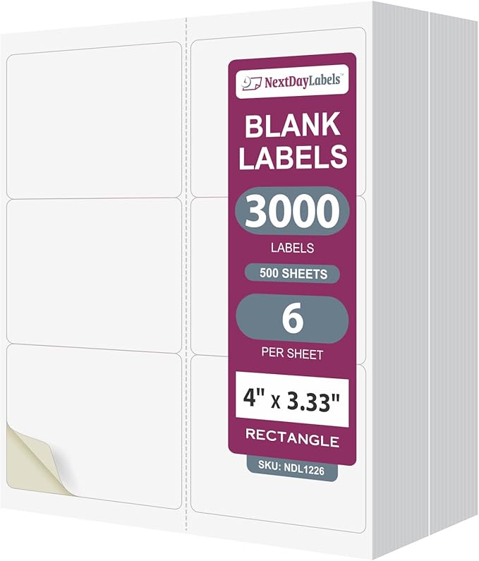 NextDayLabels – 4" x 3-1/3" Rectangular Sticker Labels by NextDayLabels