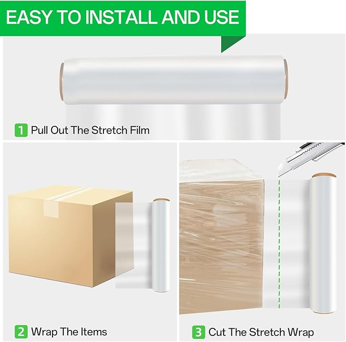 18 Inch Stretch Wrap Roll, Heavy Duty 1500ft Shrink Wrap Roll, Plastic Wrap - Image 7