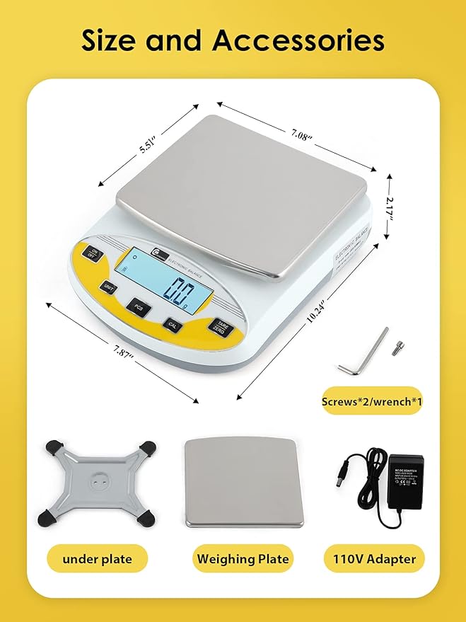 CGOLDENWALL Precision Lab Scale 5000gX0.01g Analytical Electronic Balance - Image 6