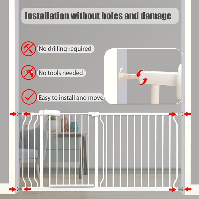 Heavy Duty Baby & Dog Safety Gate 86-104.7 Inch, Tension Mounted No Drilling - Image 5