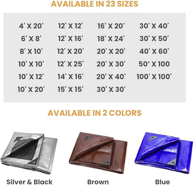 WHITEDUCK 12' x 20' Super Heavy Duty Poly Tarp Thick 16 Mil, Waterproof 100% UV - Image 6