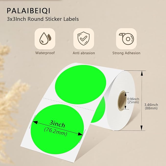 3 X 3 Inch Round Thermal Labels Circle Color Coding Labels Printable Waterproof - Image 3