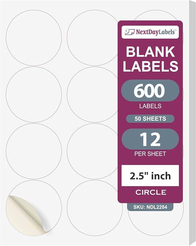 NextDayLabels 2.5 Inch Round Stickers by NextDayLabels