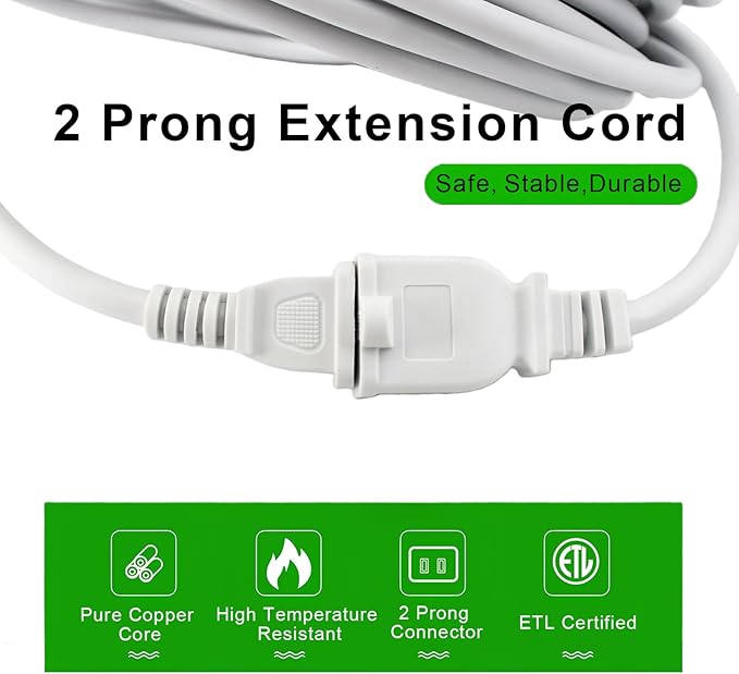 White Waterproof Extension Cord 100ft, 13A 1625W 16AWG ETL-Certified - Image 2