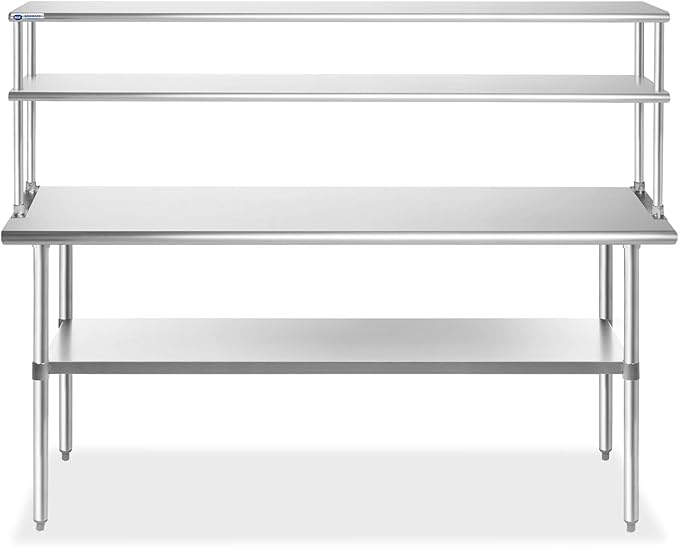GRIDMANN NSF Stainless Steel Commercial Kitchen Prep & Work Table Plus A 2 Tier - Image 4