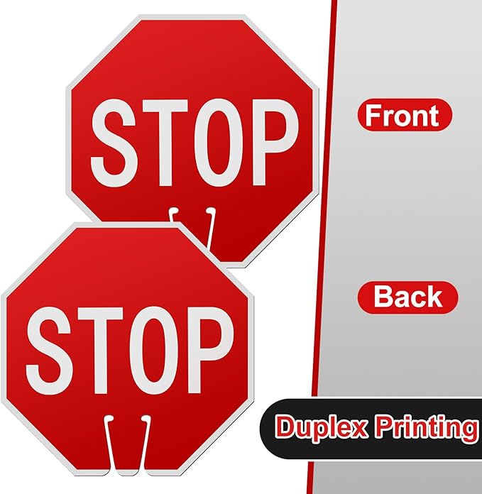 Geetery 3 Pcs Stop Signs Traffic Signs 12 x 12 Inches, Street Road Traffic Cone - Image 3