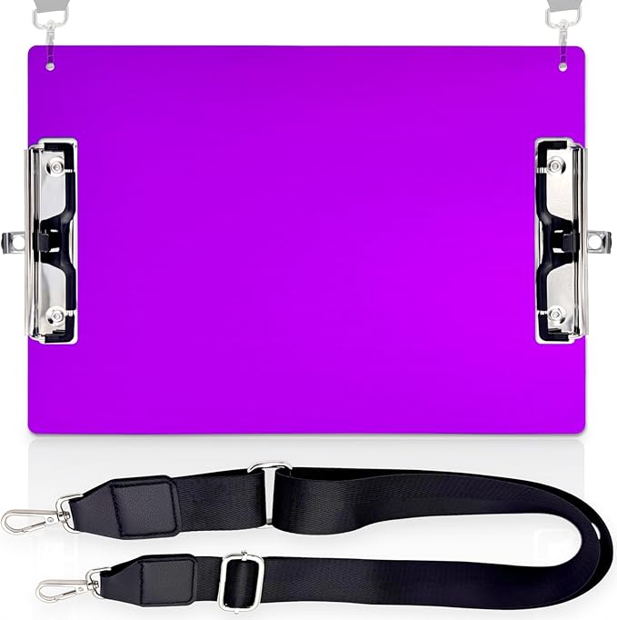 Aluminum Metal Clipboard with Detachable Adjustable Shoulder Strap A4 Double by Liushun