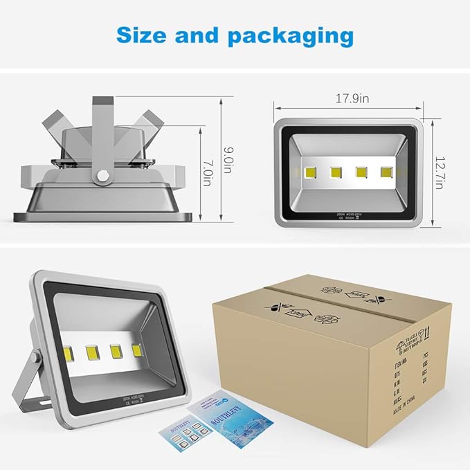 200W LED Flood Lights Outdoor, 20000LM Super Bright Security Light Fixture - Image 6