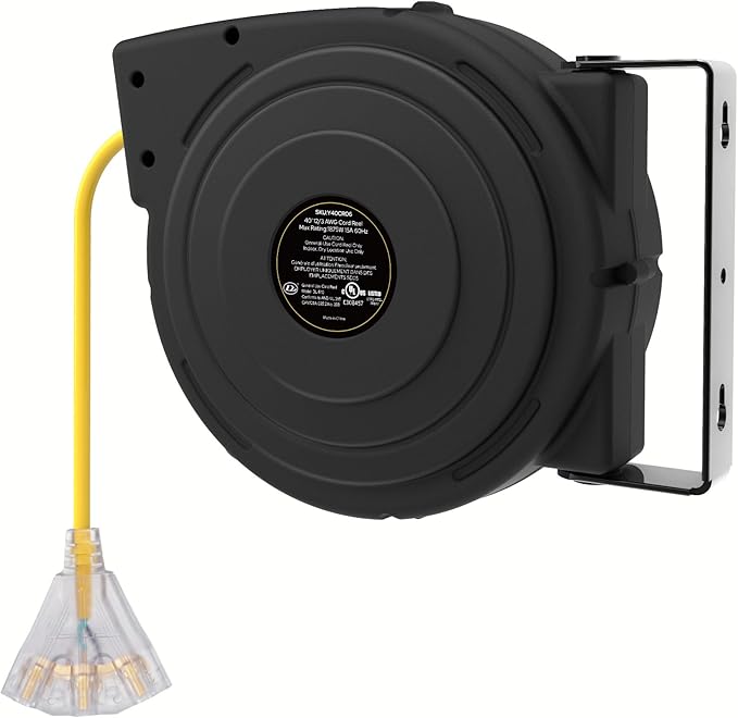 Retractable Extension Cord Reel, 40 FT Heavy Duty Power Cord, 12AWG/3C SJTOW - Image 9