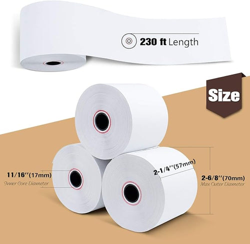 2 1/4" x 230' Thermal Paper, POS Receipt Paper - Image 2