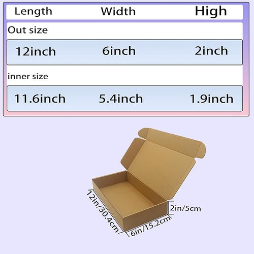 12x6x2 inches Shipping Boxes Bulk 25 Pack Brown, Corrugated Cardboard Box - Image 2