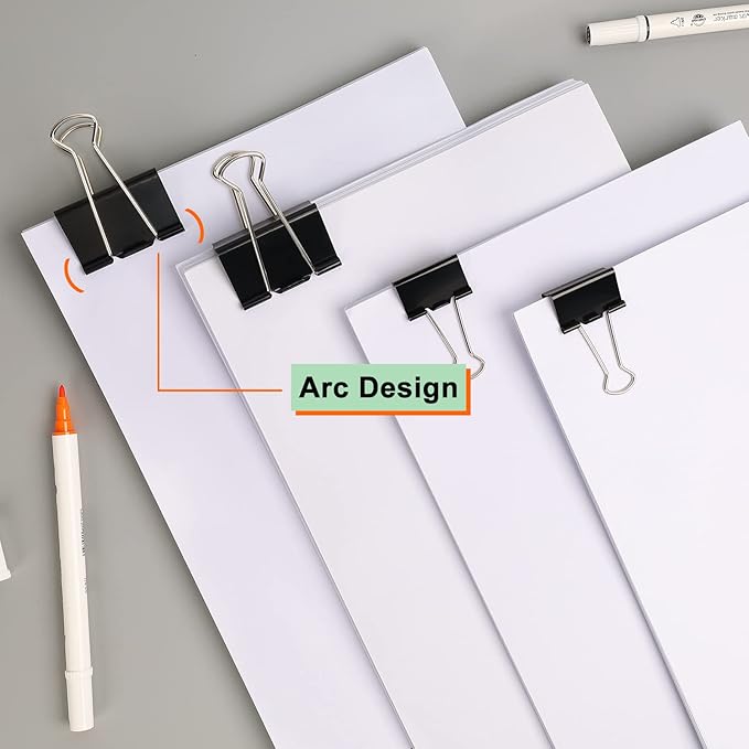 24pcs Binder Clips, 2 Inch Metal Paper Clips, Stationary Foldback Clips - Image 5