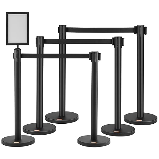 VEVOR Crowd Control Stanchions, Carbon Steel Baking Painted Stanchion Queue Post by VEVOR