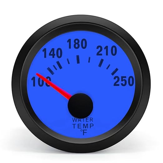 2" Universal Water Temp Gauge, 100-250℉ Blue LED Backlit DC 12V Thermometer Kit by Unknown
