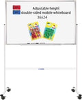 H-Qprobd Mobile Whiteboard 36"x24" Magnetic Dry Erase Board by H-Qprobd