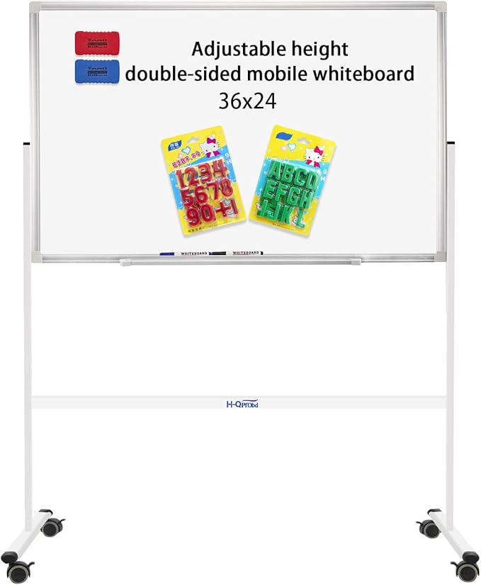 H-Qprobd Mobile Whiteboard 36"x24" Magnetic Dry Erase Board by H-Qprobd