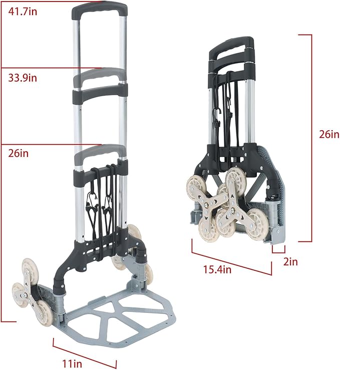 findmall Climbing Trolley Stair Climbing Cart 180 Lbs Aluminum Alloy Folding - Image 3