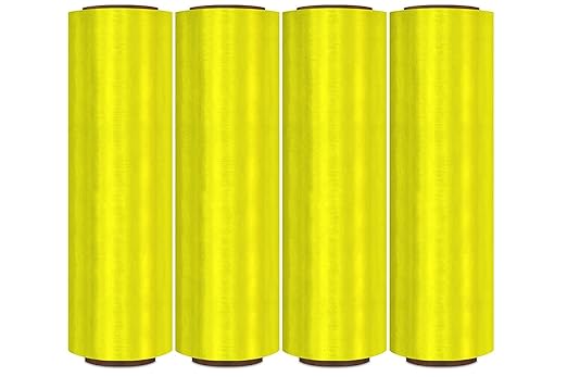 APQ 4 Rolls of Blown Hand Stretch Film 18" x 1500'. Yellow Hand Stretch Wrap by APQSupply%C2%AE