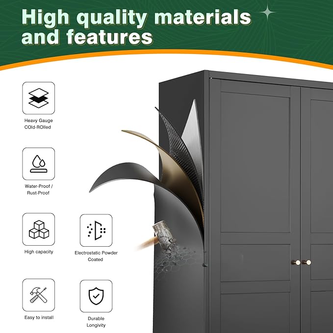 Letaya Wardrobe Closet, Bedroom Armoire Cabinet Clothes Organizer - Image 5