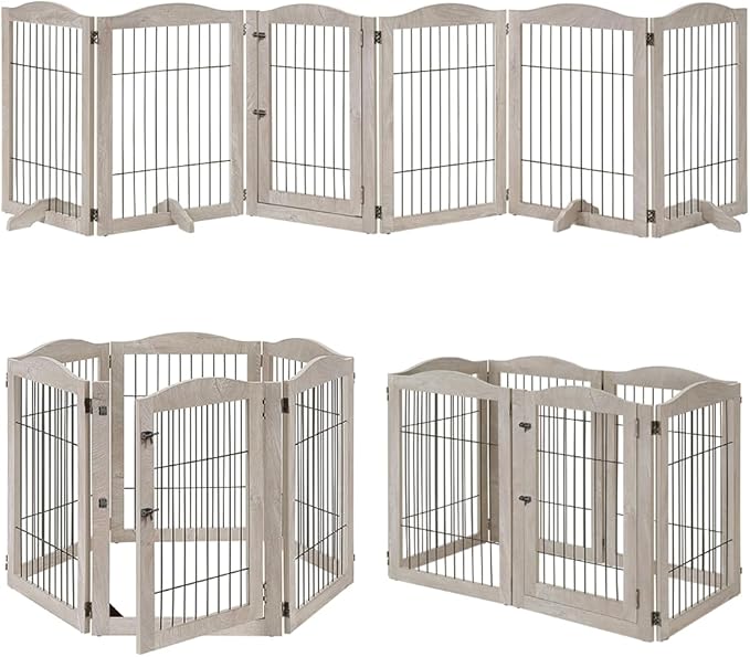 unipaws 132" Extra Wide Dog Gate and Pet Playpen, Free Standing Tall Fence by unipaws