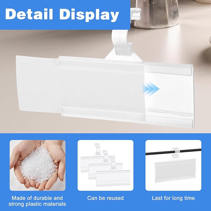 150 Pcs Clear Plastic Wire Shelf Label Holders, Reusable Price Tag Display - Image 3